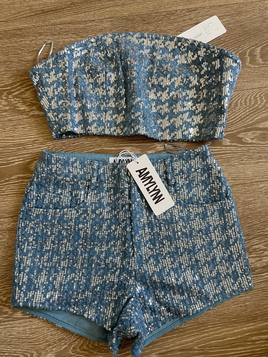 Set di short e top con paillettes Theo